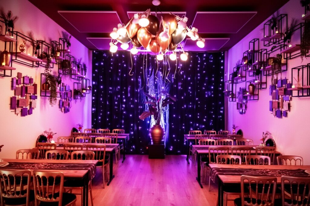 venue13-diner-opstelling-evenementenlocatie Dineropstelling in sfeervolle setting bij evenementenlocatie Venue13